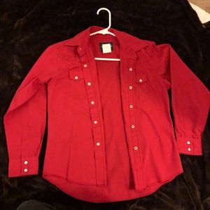Wrangler Kids Red Long Sleeve Button Shirt